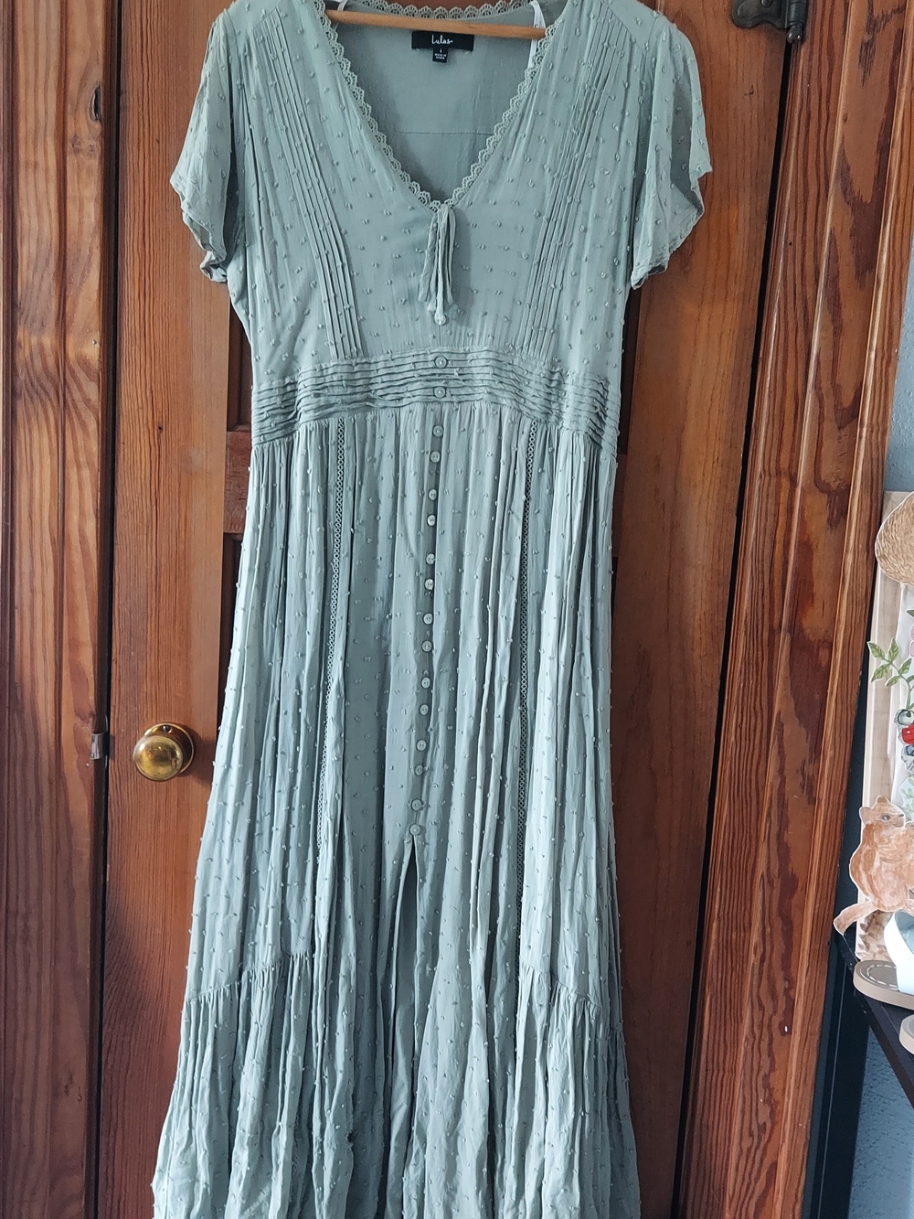 Lulu's Light Sage Green Button-Front Maxi Dress